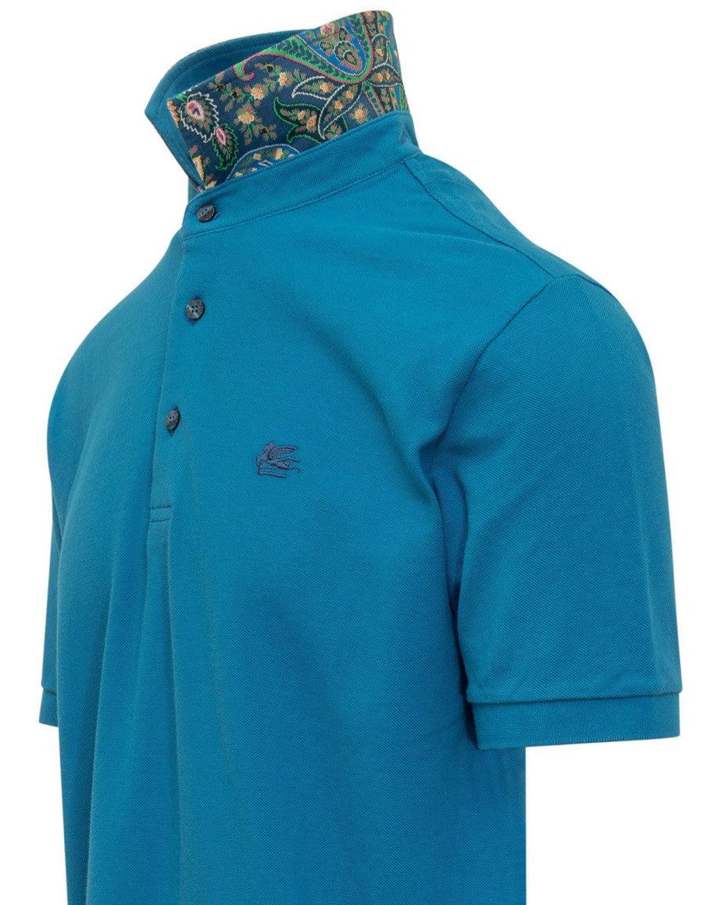 Etro Blue Logo Shirt Collar Polo for men