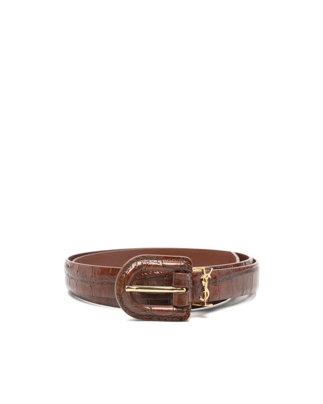 Saint Laurent Brown Cassandre Buckle Belt