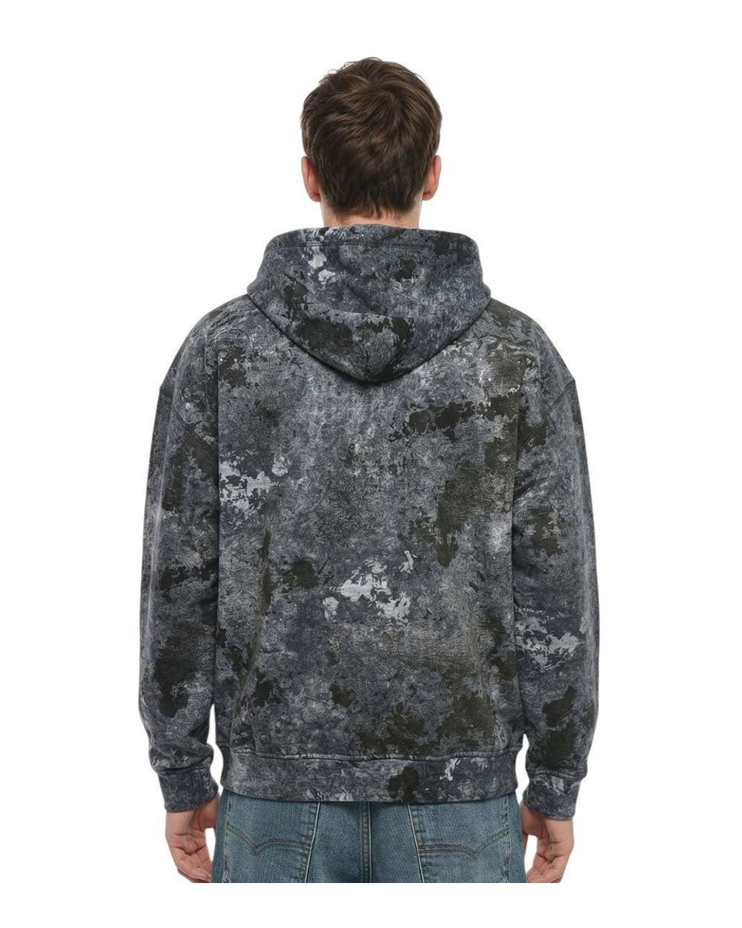 DIESEL Gray Tie-Dye Relaxed Hoodie for men
