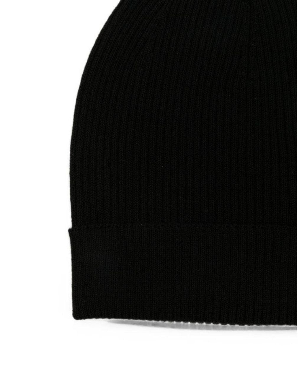 Rick Owens Black Knitted Beanie Cap