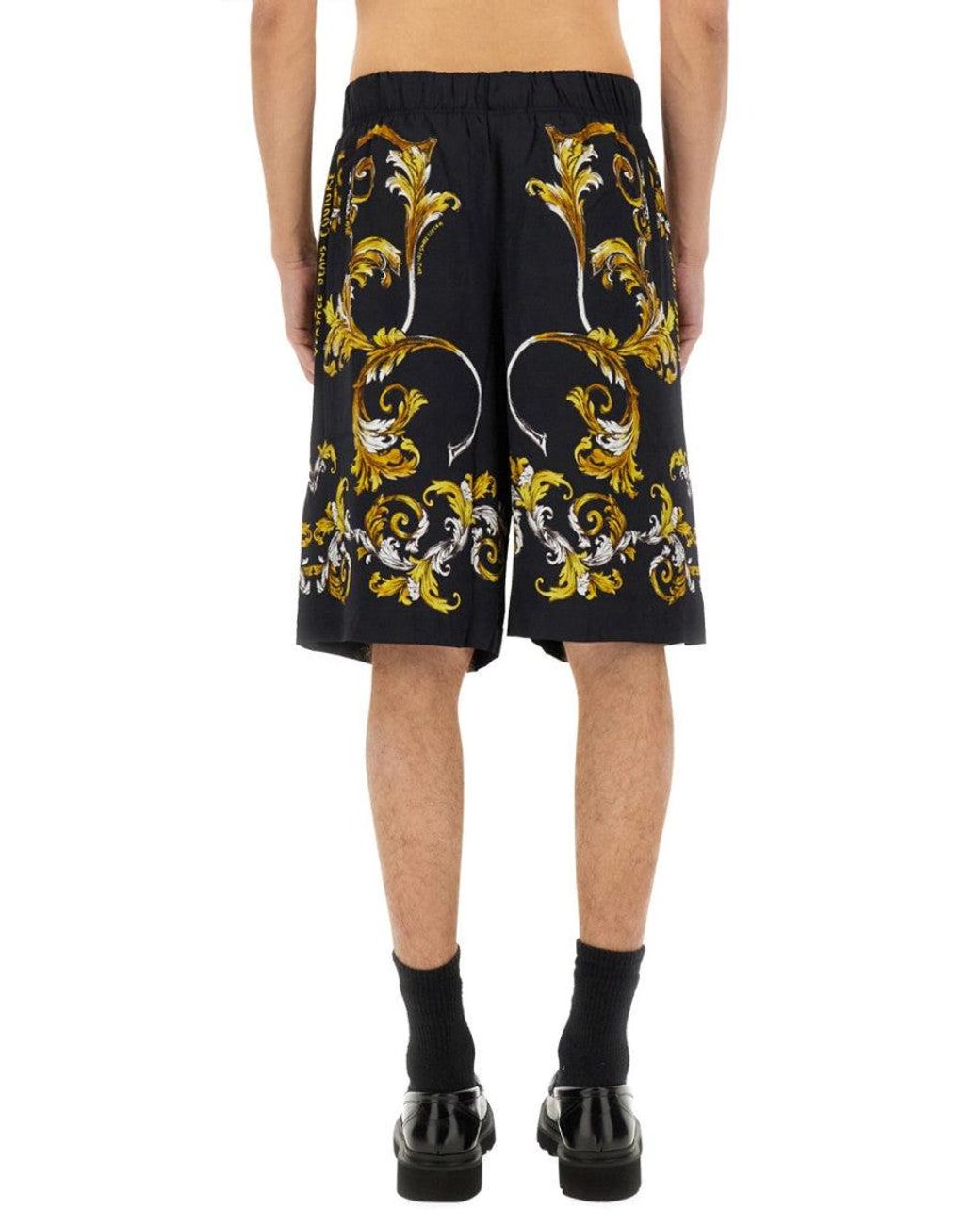 Versace Jeans Couture Black Printed Shorts for men