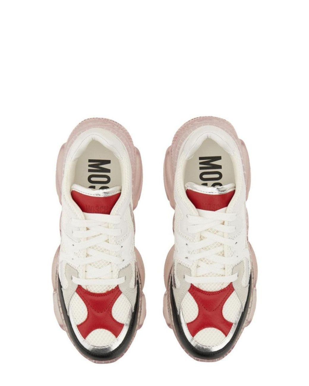 Moschino White Lace Up Sneakers