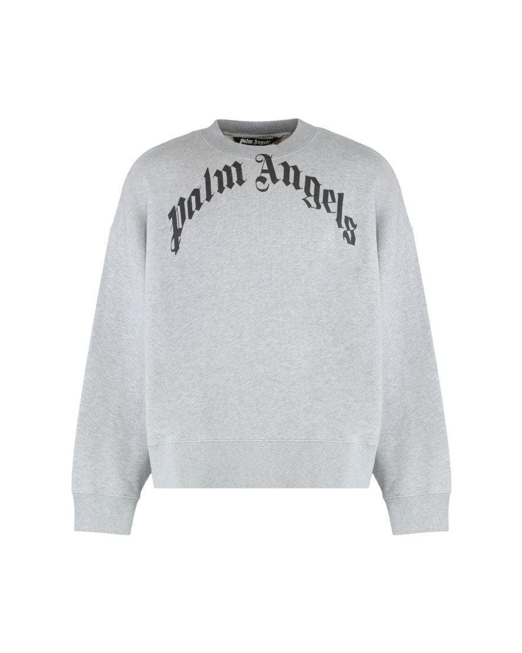 Palm Angels Gray Graphic Crew Neck Sweatshirt for men