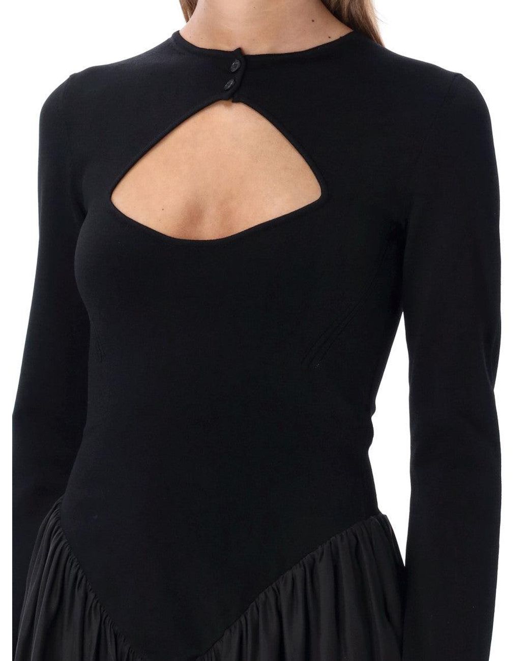 Stella McCartney Black Mock Collar Midi Dress