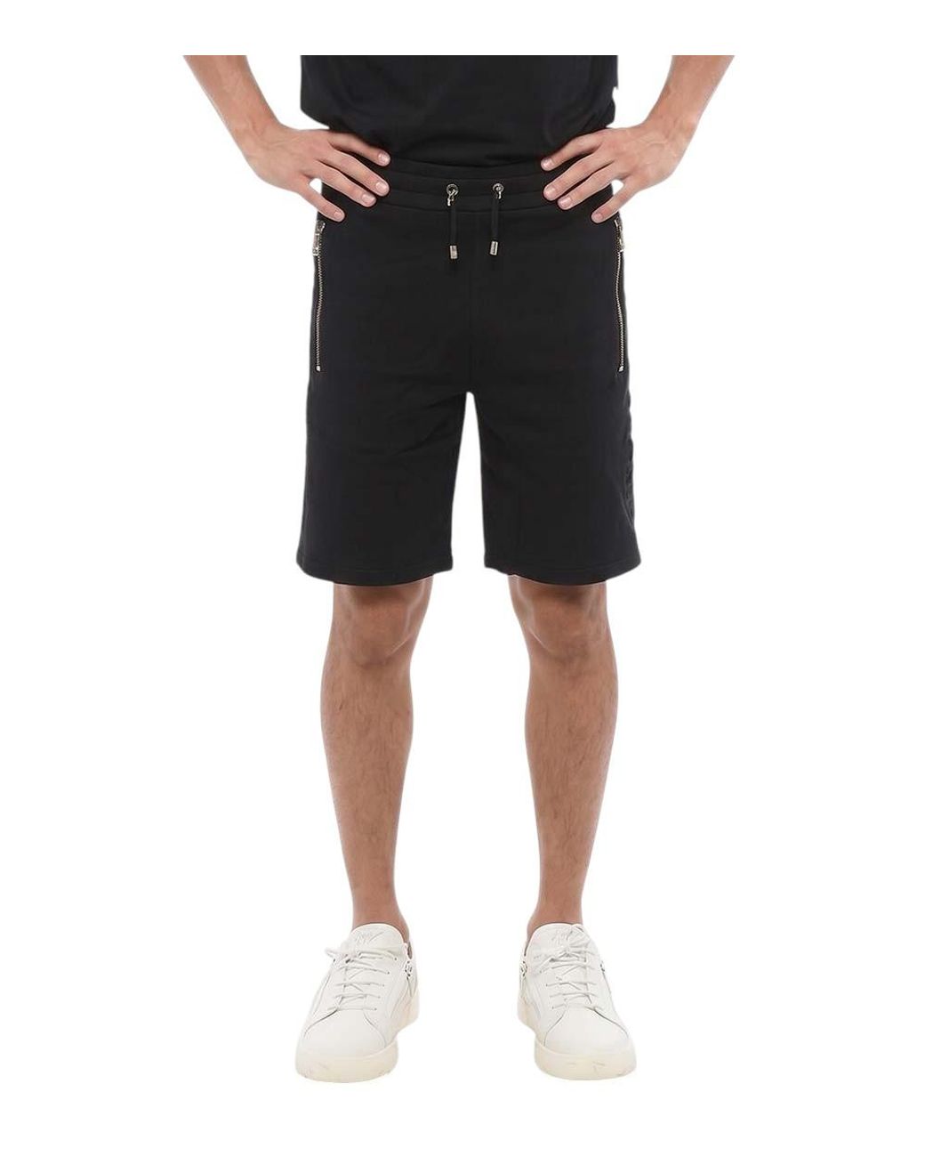 Balmain Black Solid Regular Shorts for men
