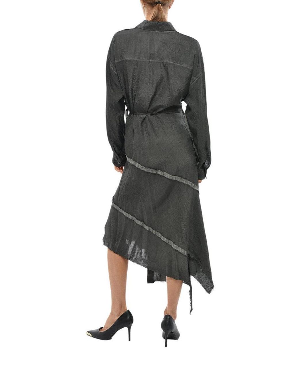 DIESEL Black Shirt Collar Midi Dress