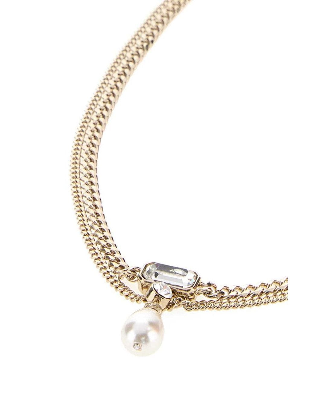 McQueen White Golden Crystal Necklace