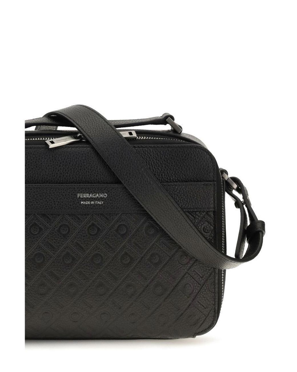 Ferragamo Black Monogram Small Crossbody Bag for men