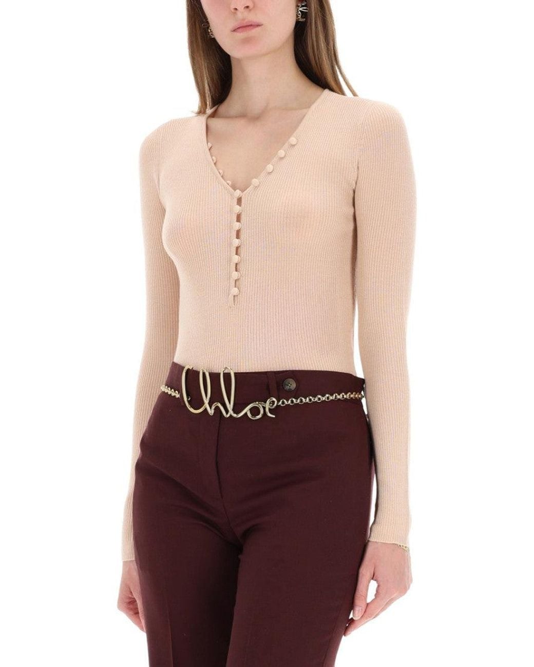 Chloé Natural Ribbed Knit With Buttons