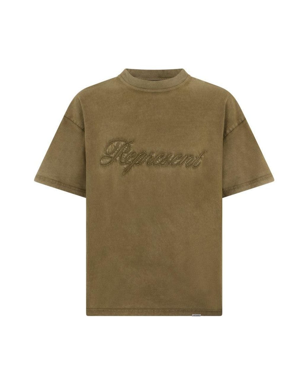 Represent Green Khaki Crew Neck T-Shirt for men