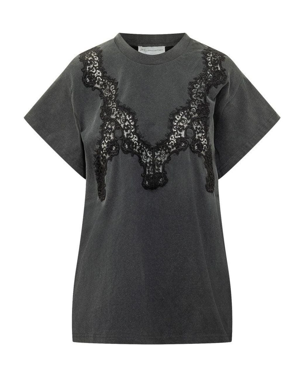Stella McCartney Black Lace Insert T-Shirt