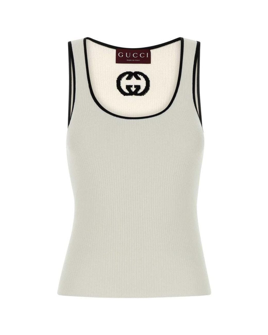 Gucci Gray Scoop Neck Top