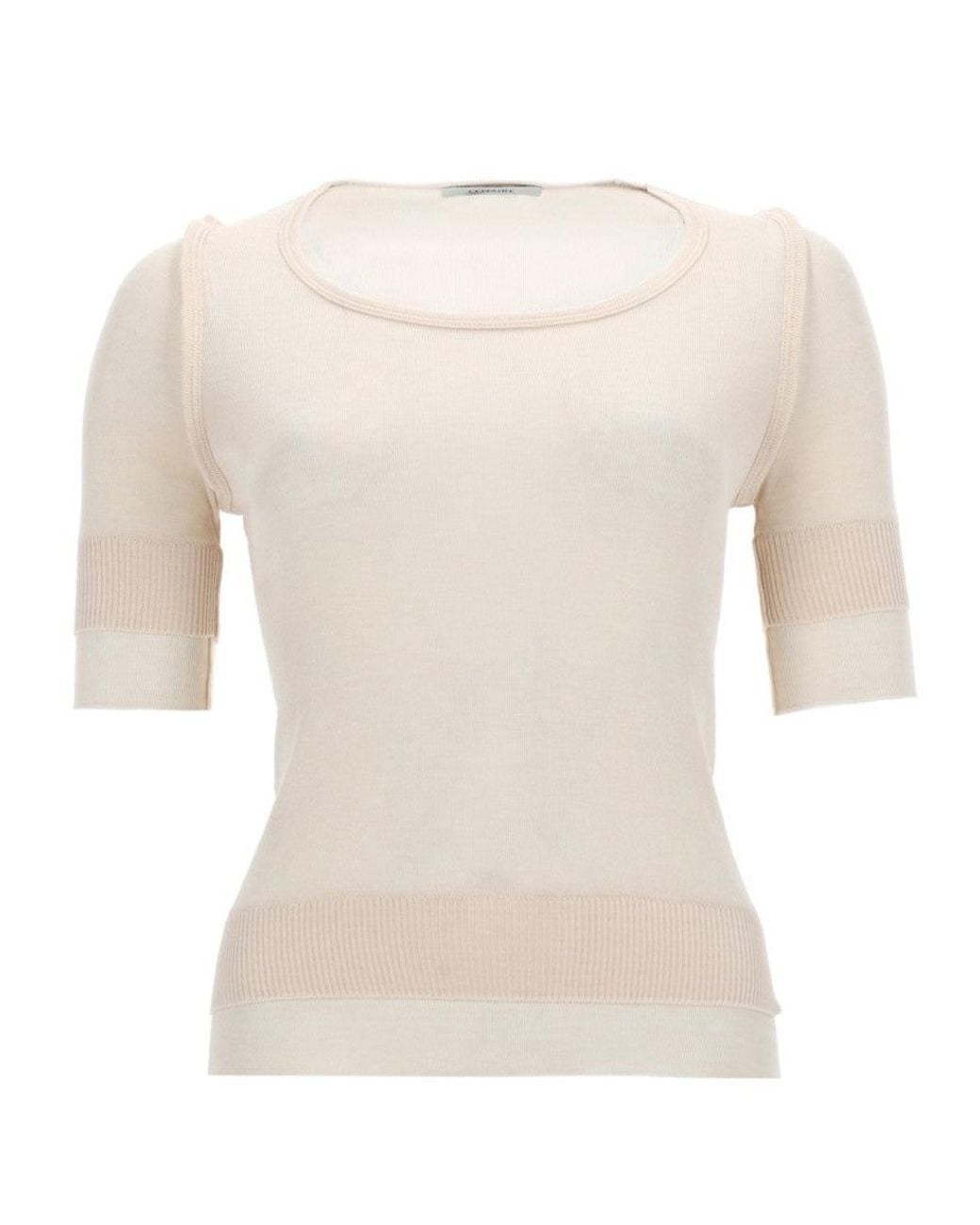 Lemaire White Solid Scoop Neck Top