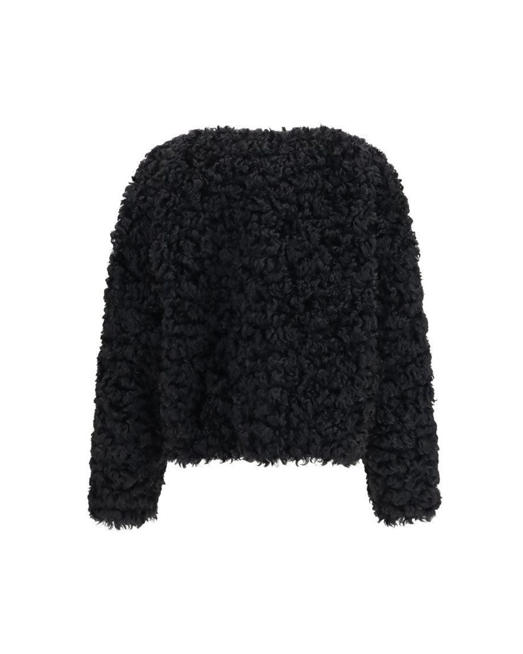 Kristina Ti Black Textured Round Neck Sweater