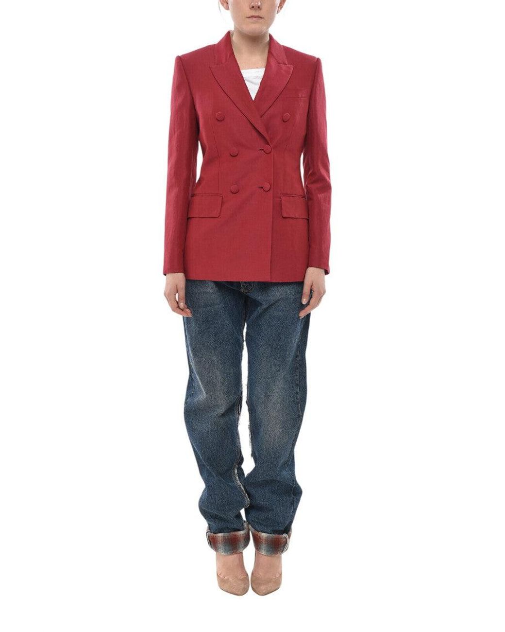 Givenchy Red Notched Lapel Blazer