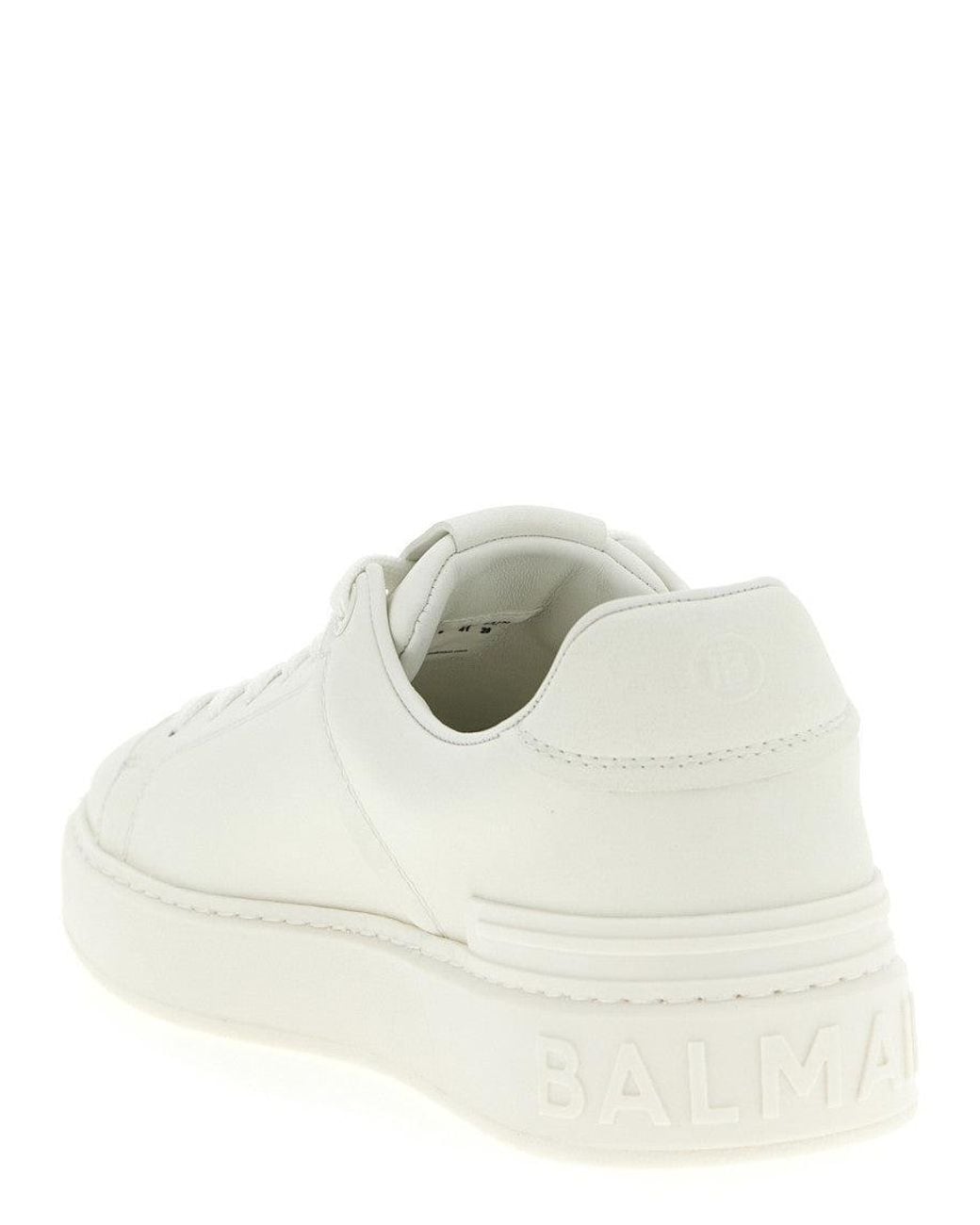 Balmain White Lace Up Sneakers