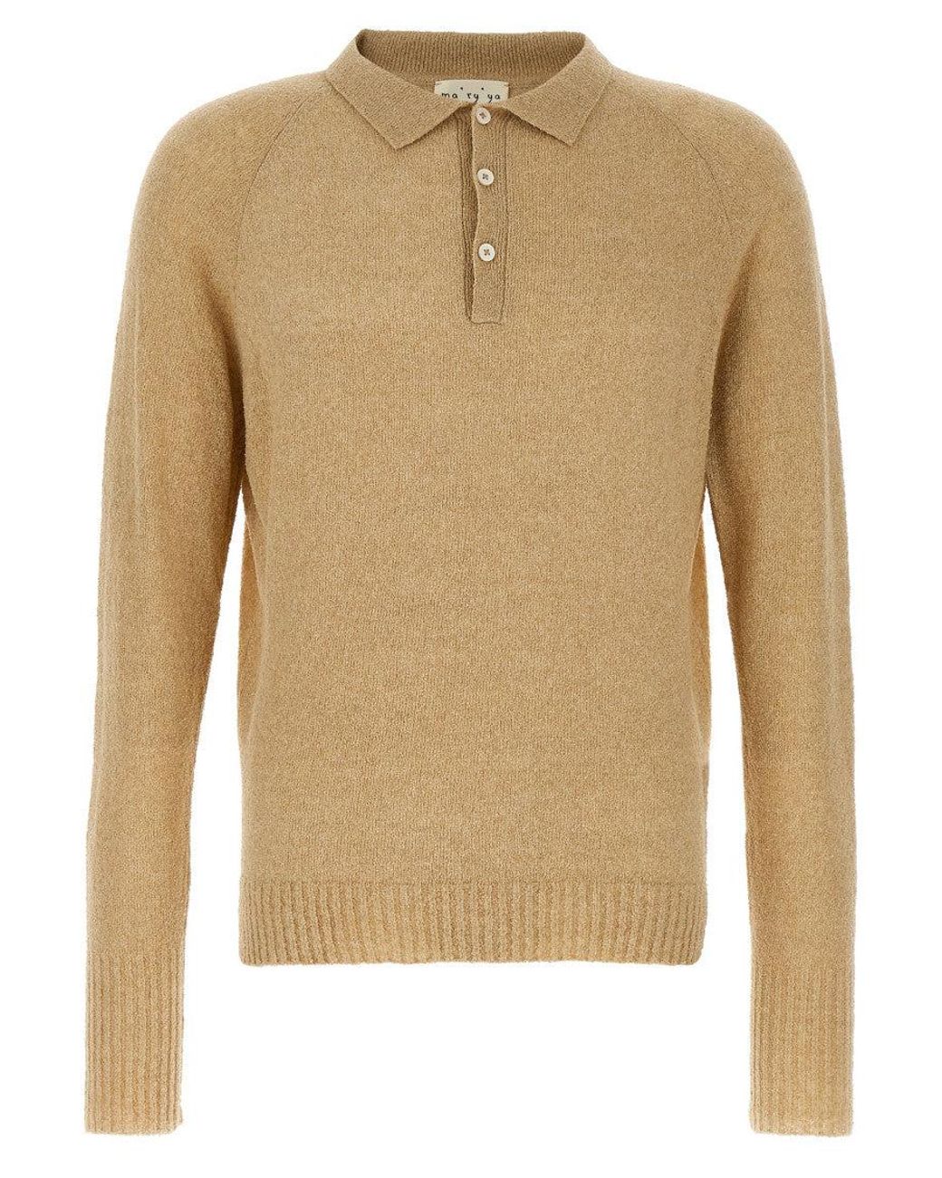Ma'ry'ya Natural Bouclé Cotton Polo Shirt for men