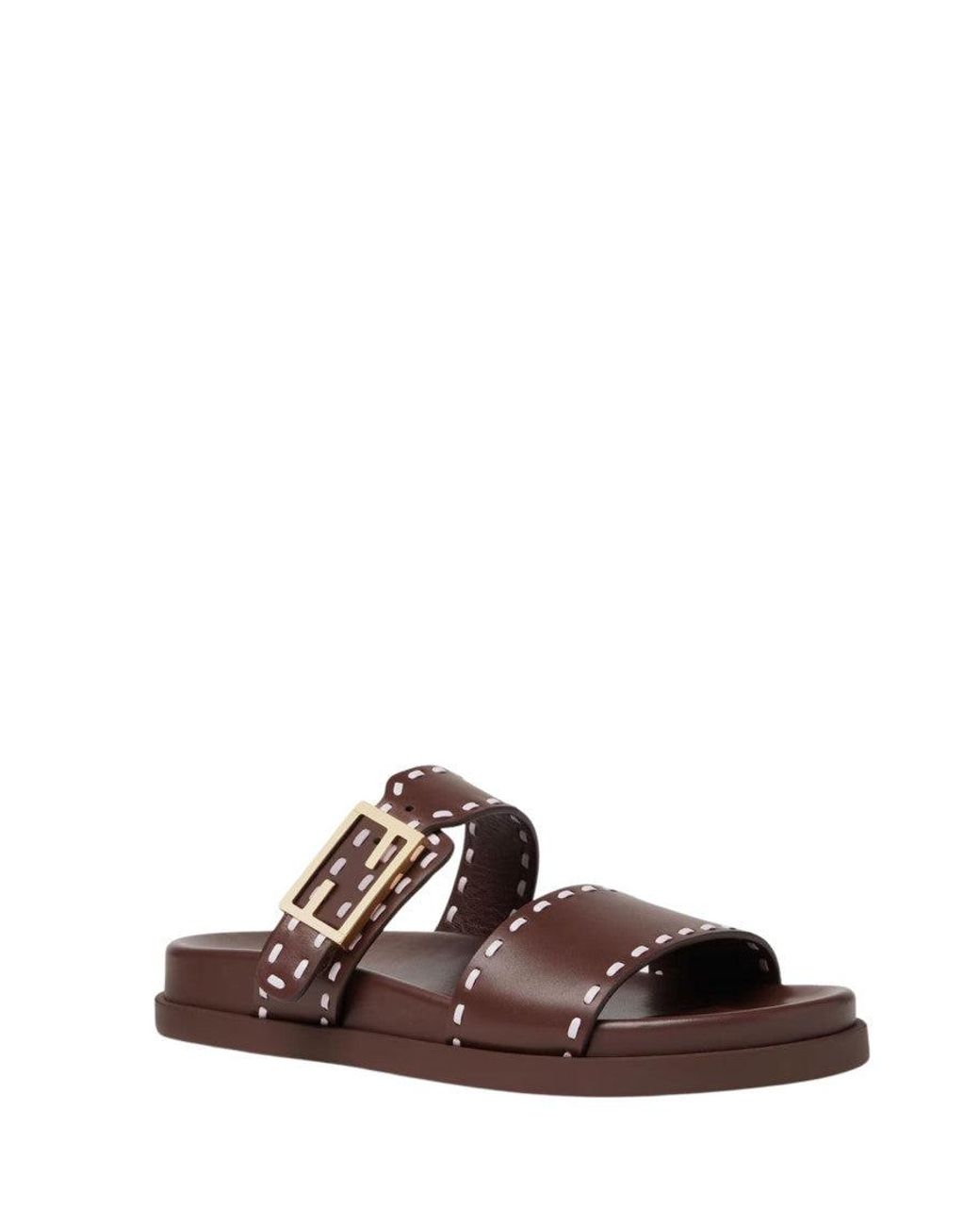 Fendi Brown Embellished Slides