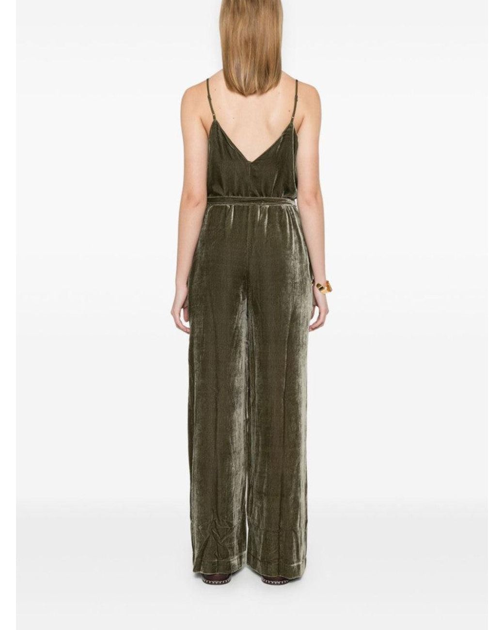 Gold Hawk Green Velvet Jumpsuit