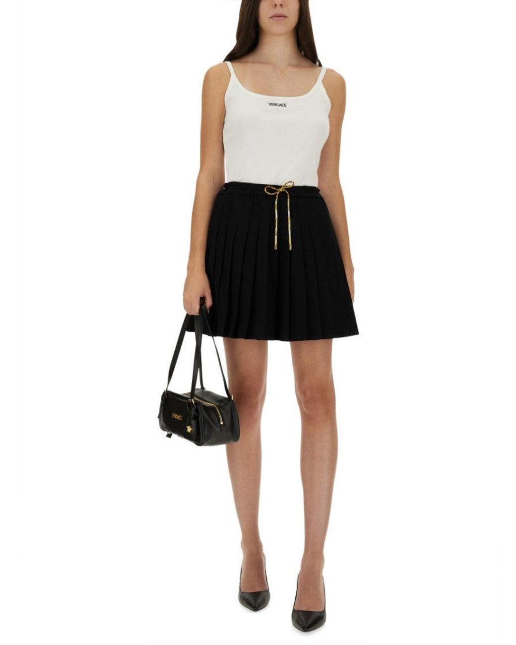 Versace Black Pleated Mini Skirt