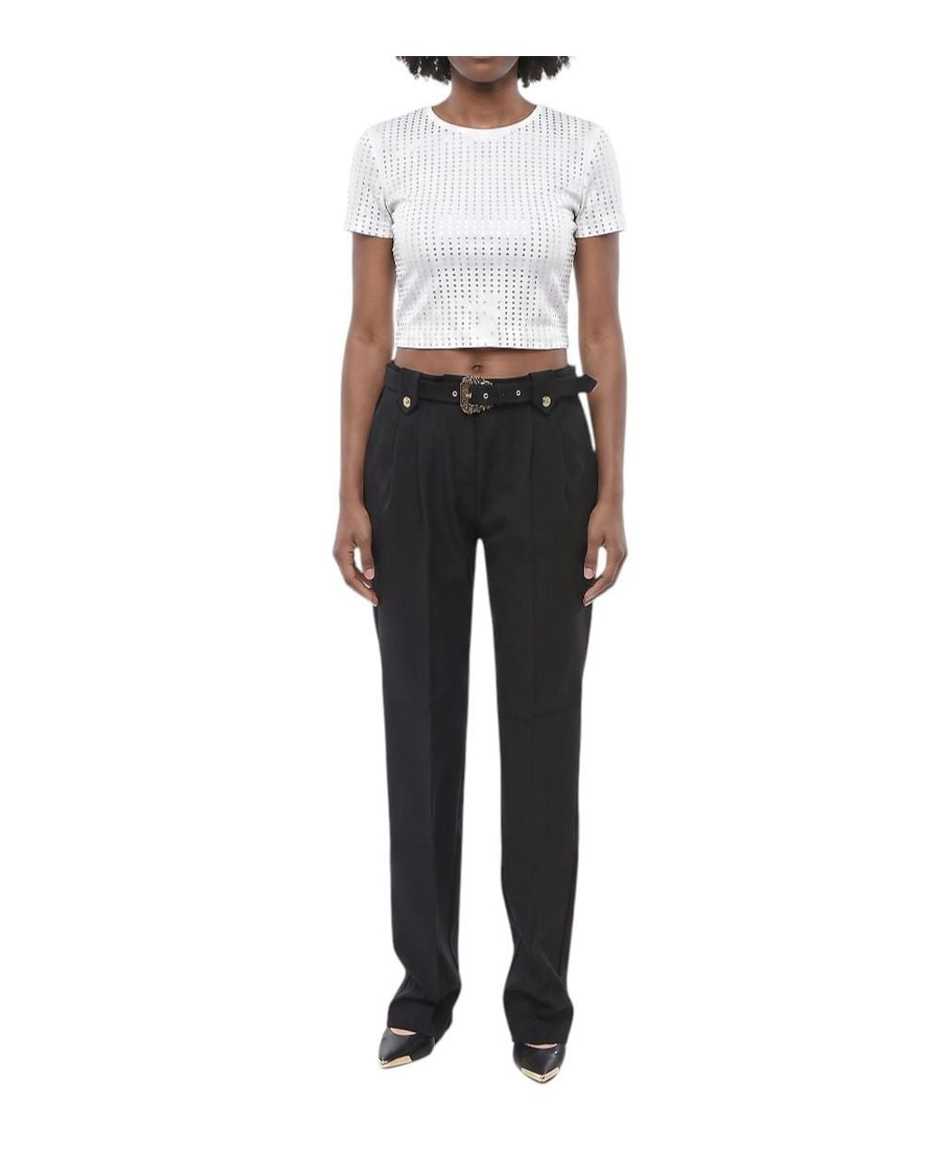 Versace Black Straight Flat Front Pants