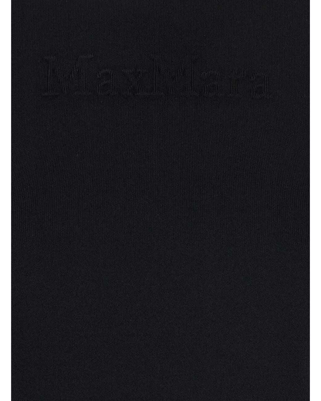 Max Mara Black Crewneck T-Shirt With Embroidered Logo Viscose T-Shirts & Jerseys