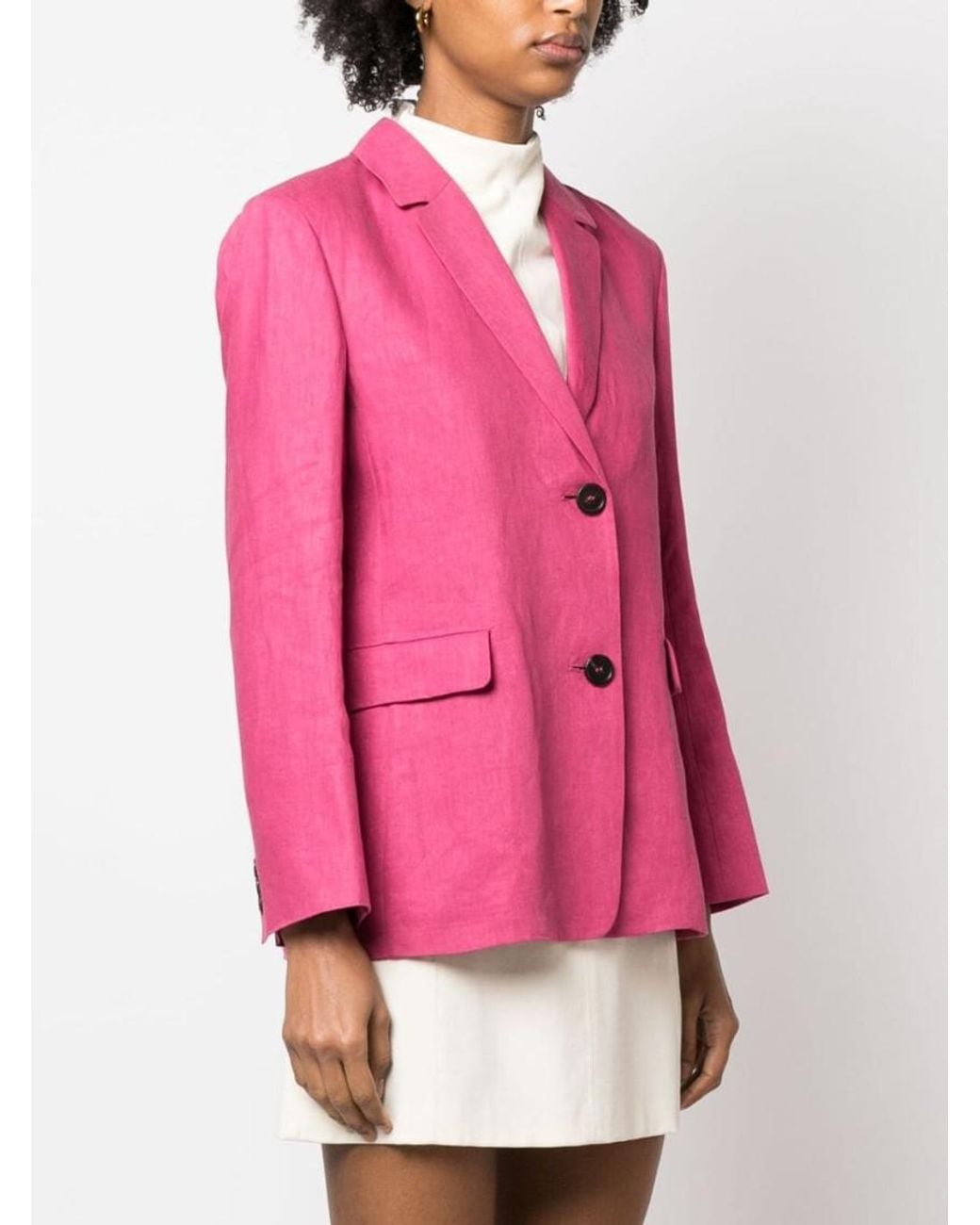Max Mara Pink Single-Breasted Linen Blazer