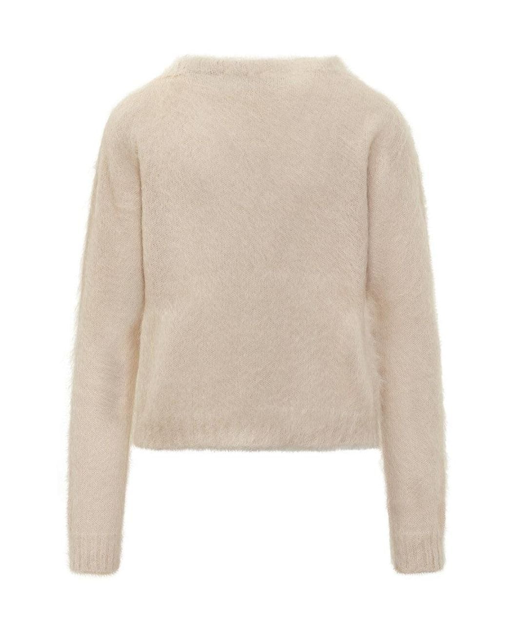Max Mara Natural Knitted Crew Neck Sweater