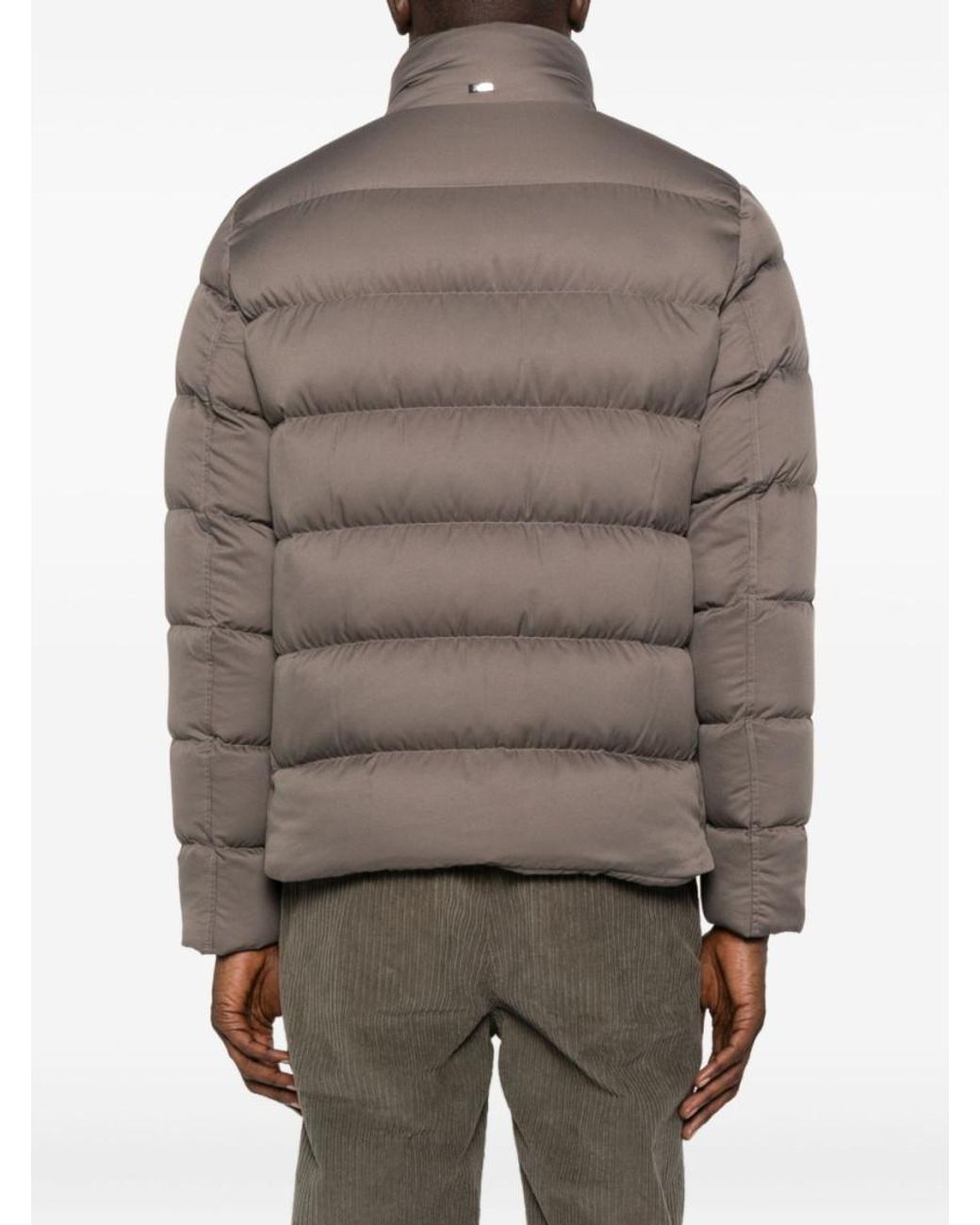 Herno Brown Padded Quilted Jacket With High Collar for men