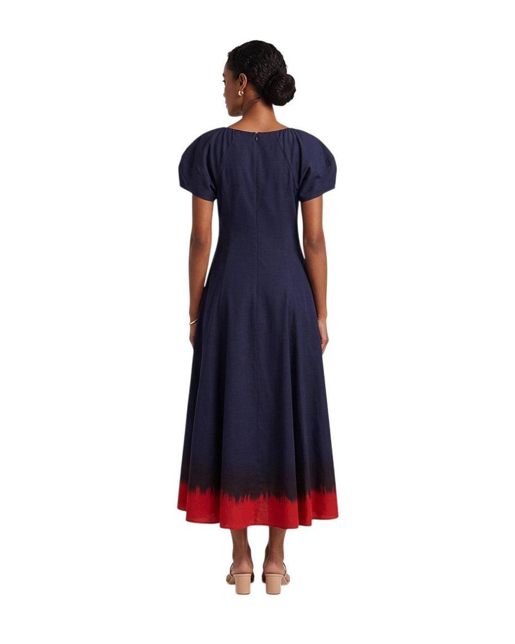 Tory Burch Blue Ombre Round Neck Midi Dress