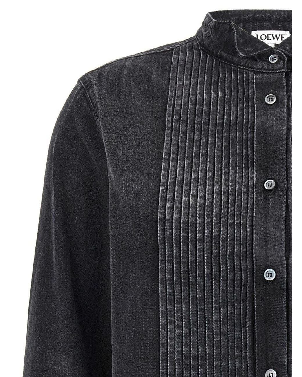 Loewe Black Pleated Denim Shirt