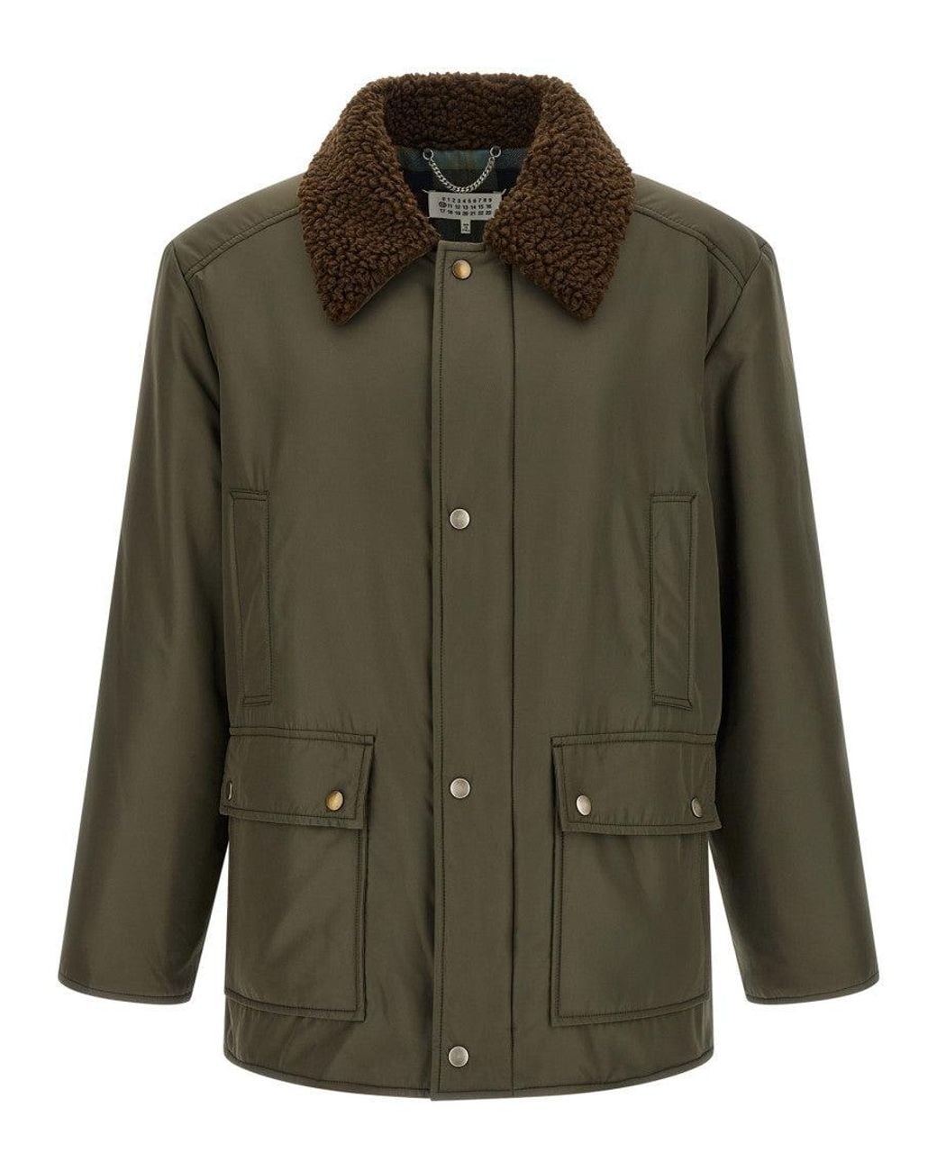 Maison Margiela Green Solid Shirt Collar Jacket for men