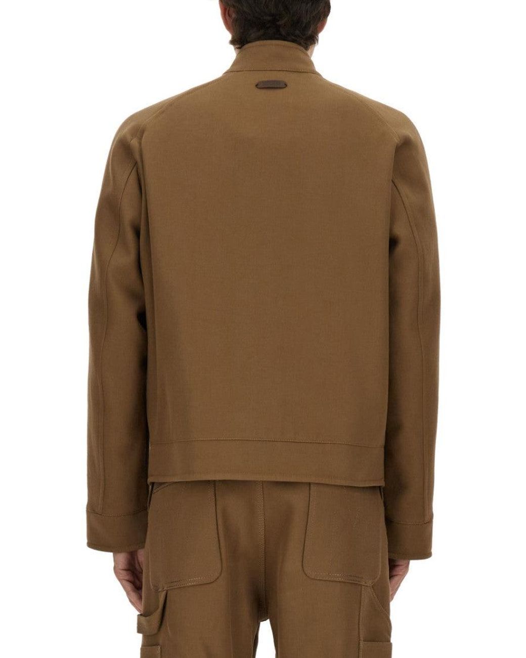 Moschino Brown Structured Boxy Jacket With High Collar for men