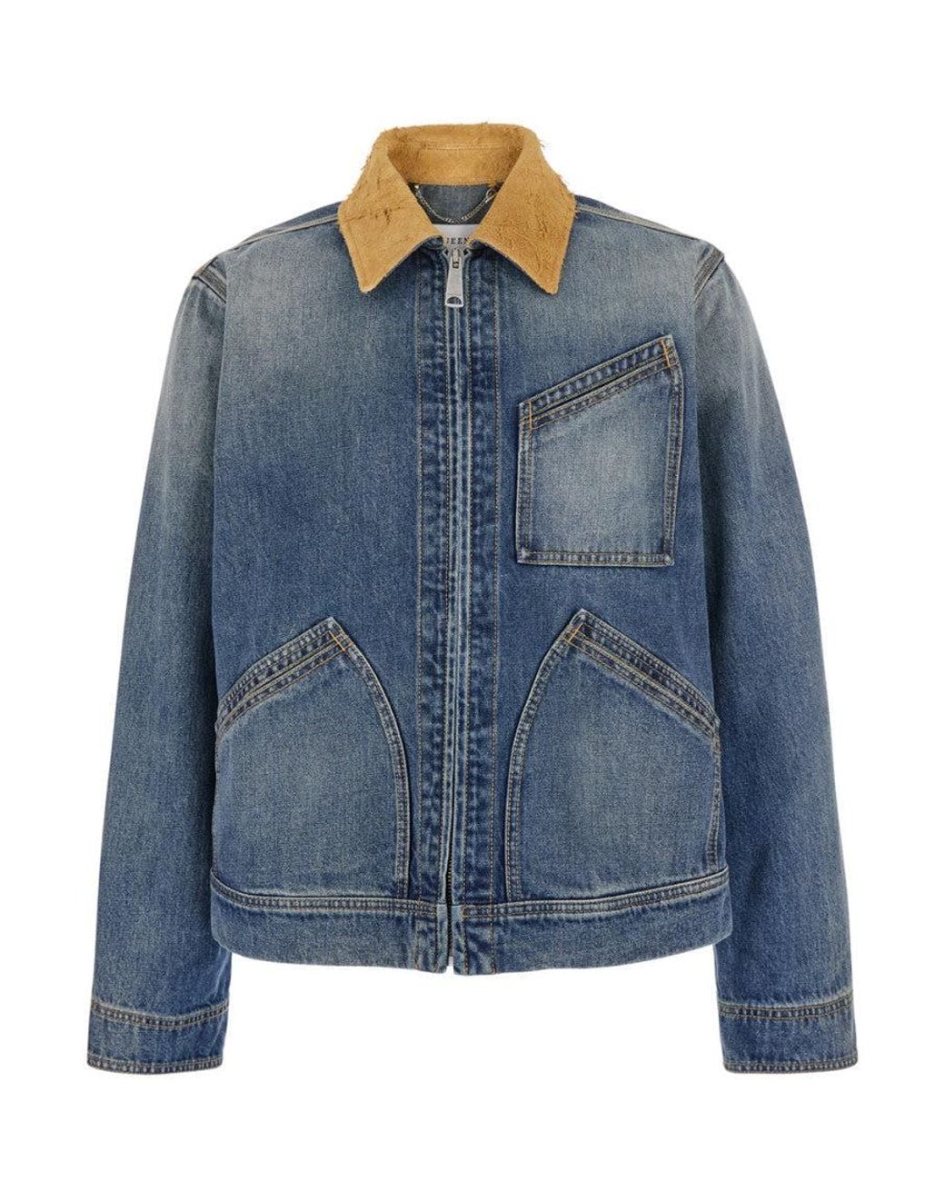 McQueen Blue Classic Collar Jacket for men