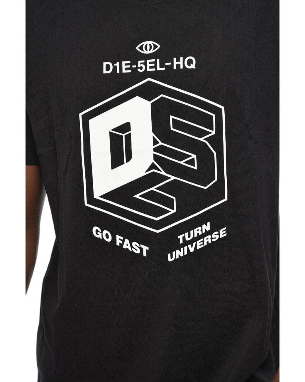 DIESEL Black Crew Neck T-Shirt for men