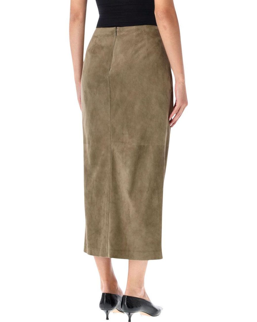 Ralph Lauren Green Teegan Suede Skirt