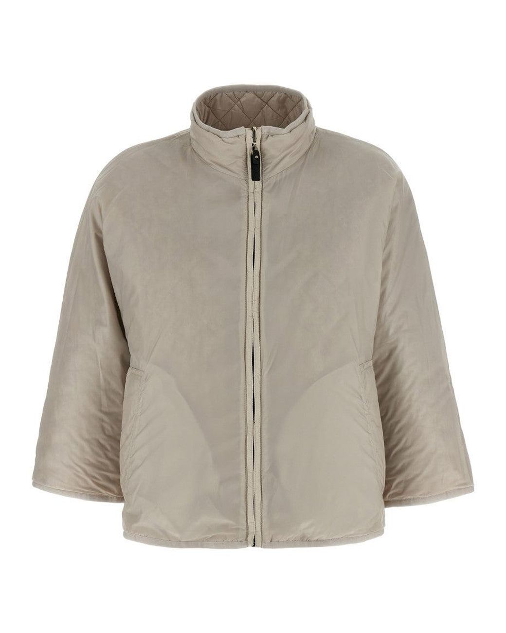 Max Mara Gray 'Delfina' Reversible Hood