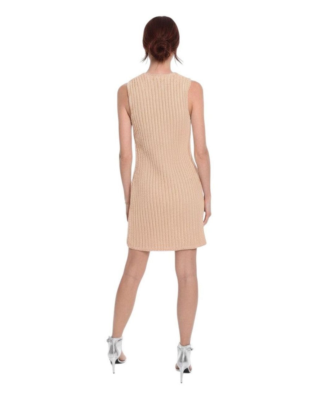 Bottega Veneta Natural Knitted Scoop Neck Dress