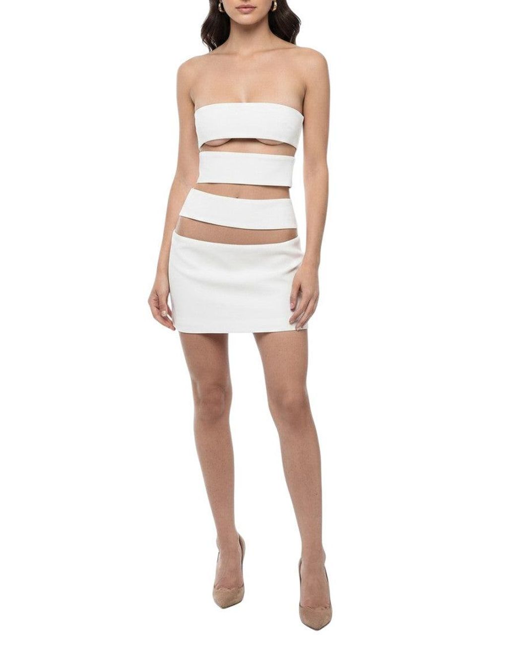 Monot White Strapless Mini Dress