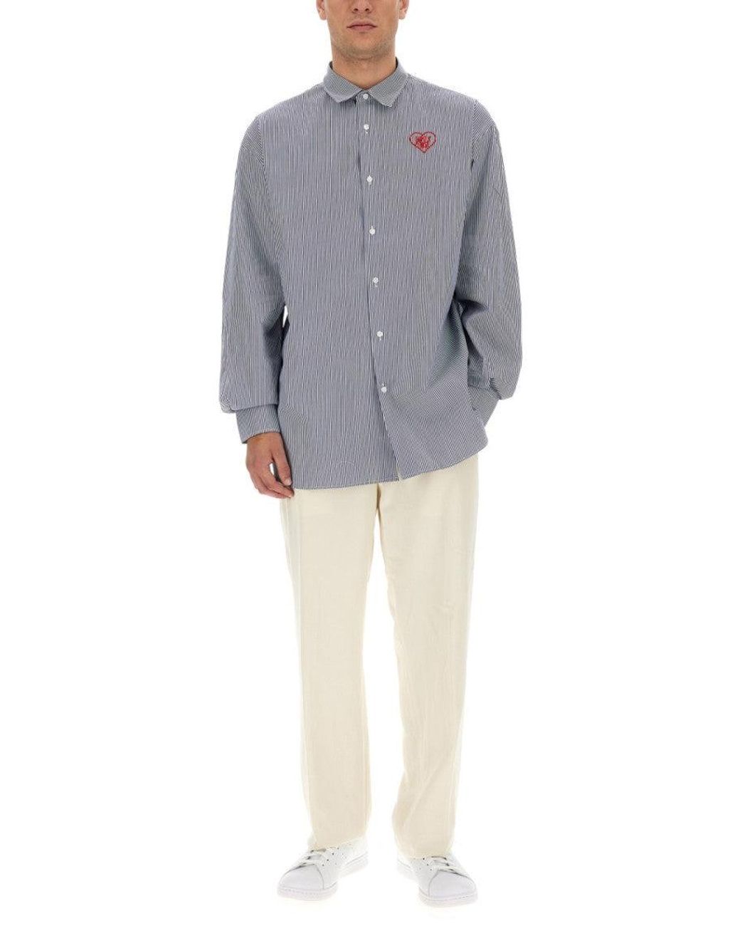 FAMILY FIRST Gray Light Stripes Shirt for men