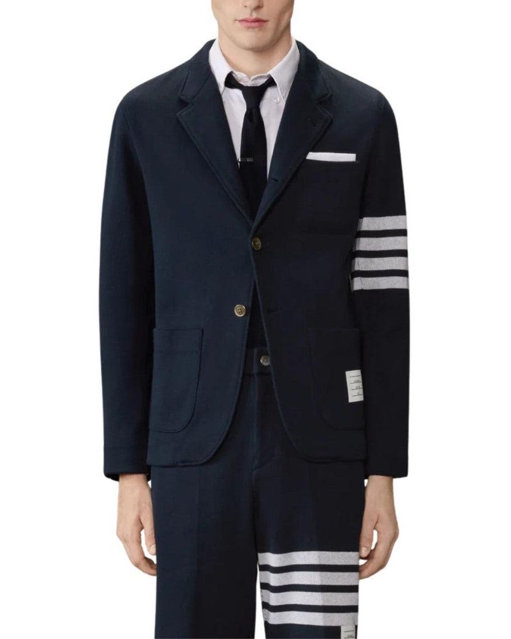 Thom Browne Blue Notched Lapel Blazer for men