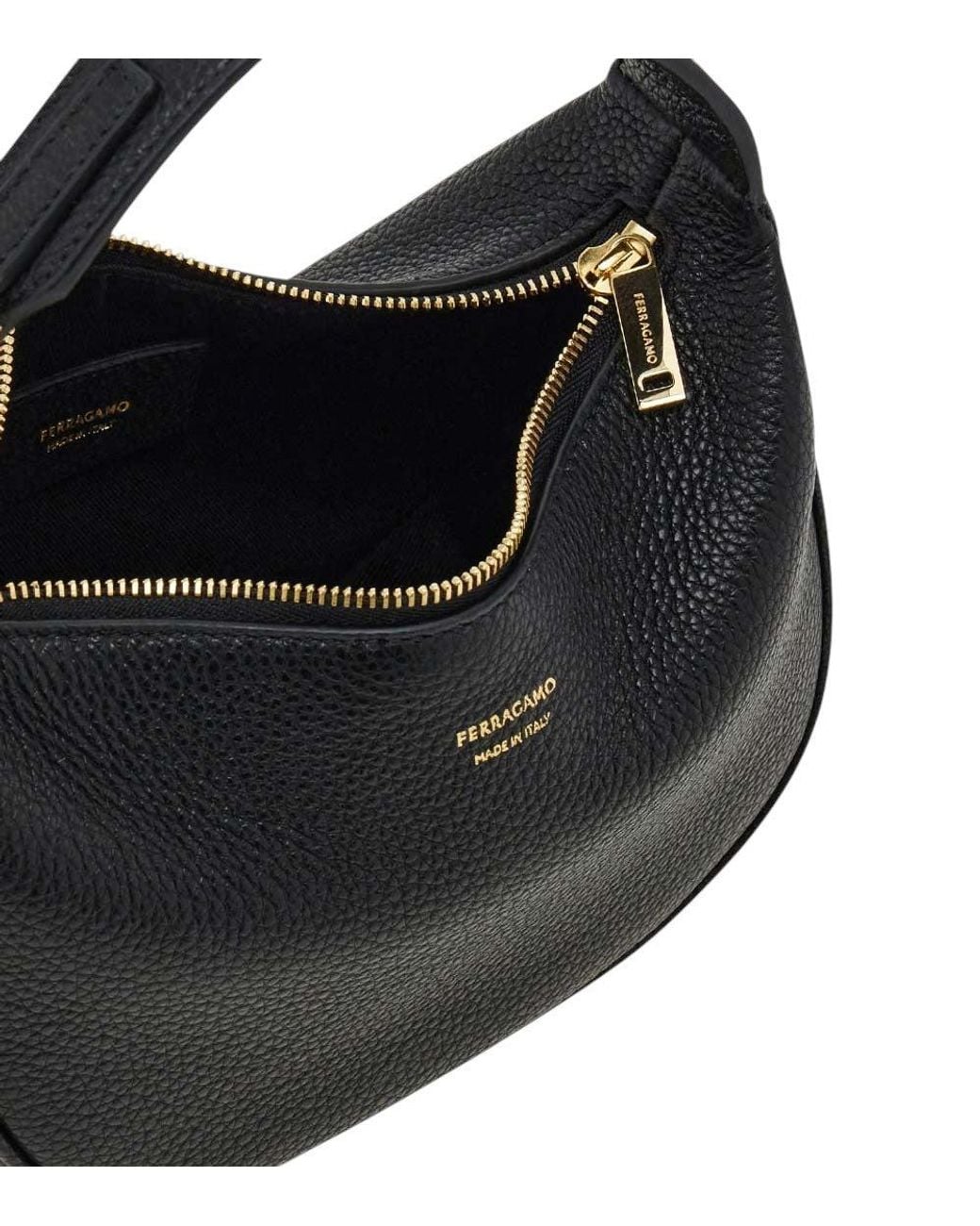Ferragamo Black Logo Mini Hobo