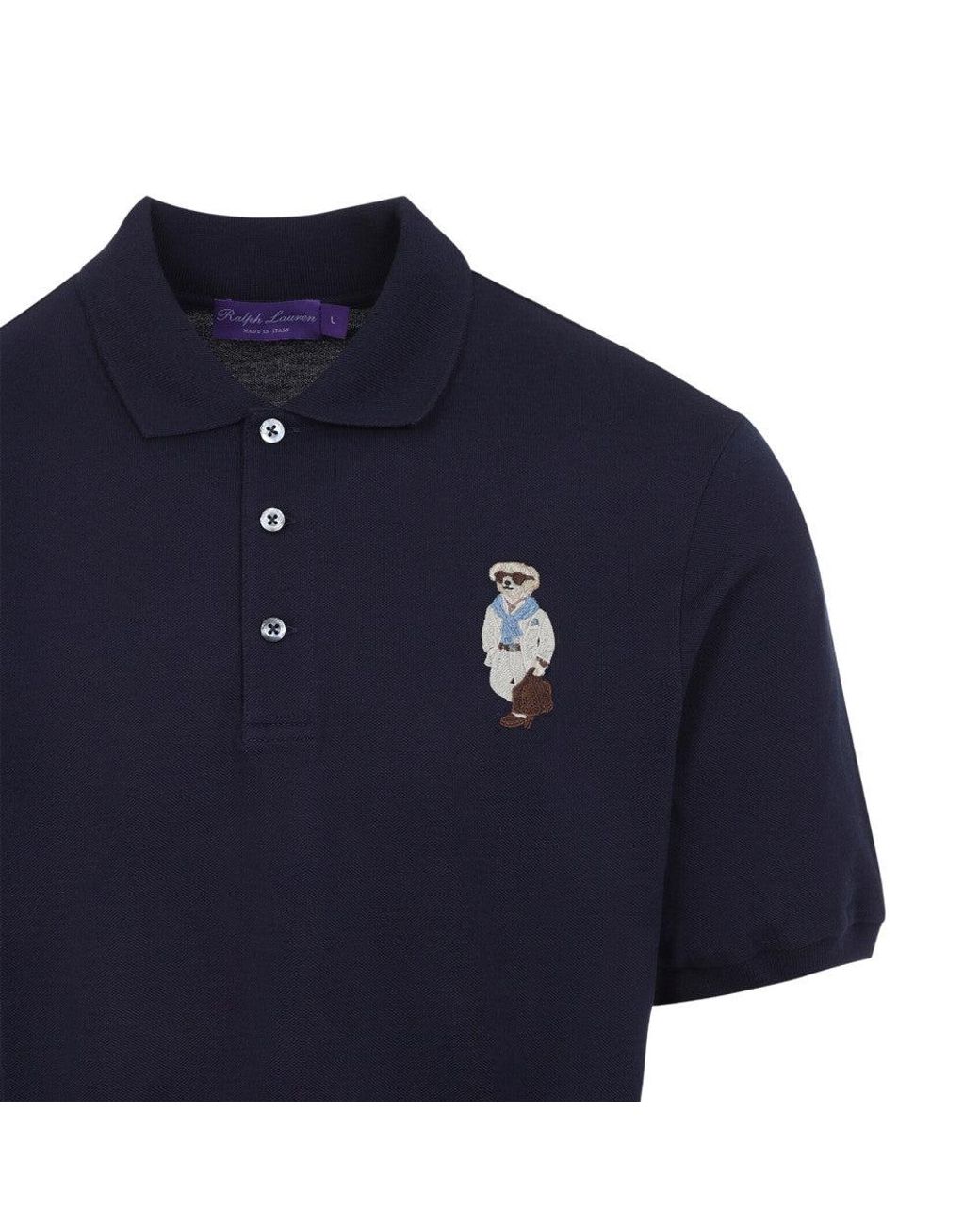 Ralph Lauren Blue Cotton Bear Polo for men