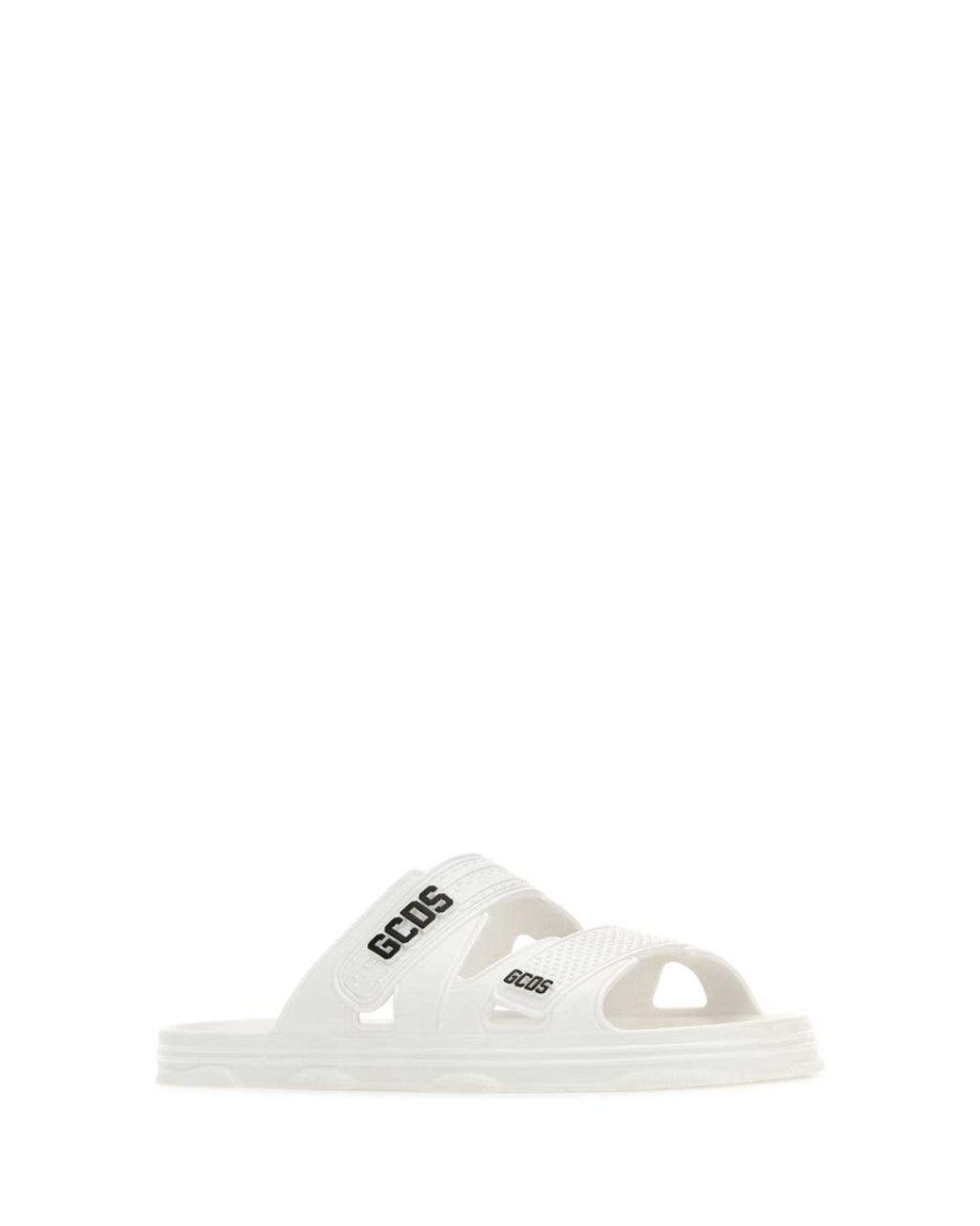 Gcds White Logo Strap Sandals for men
