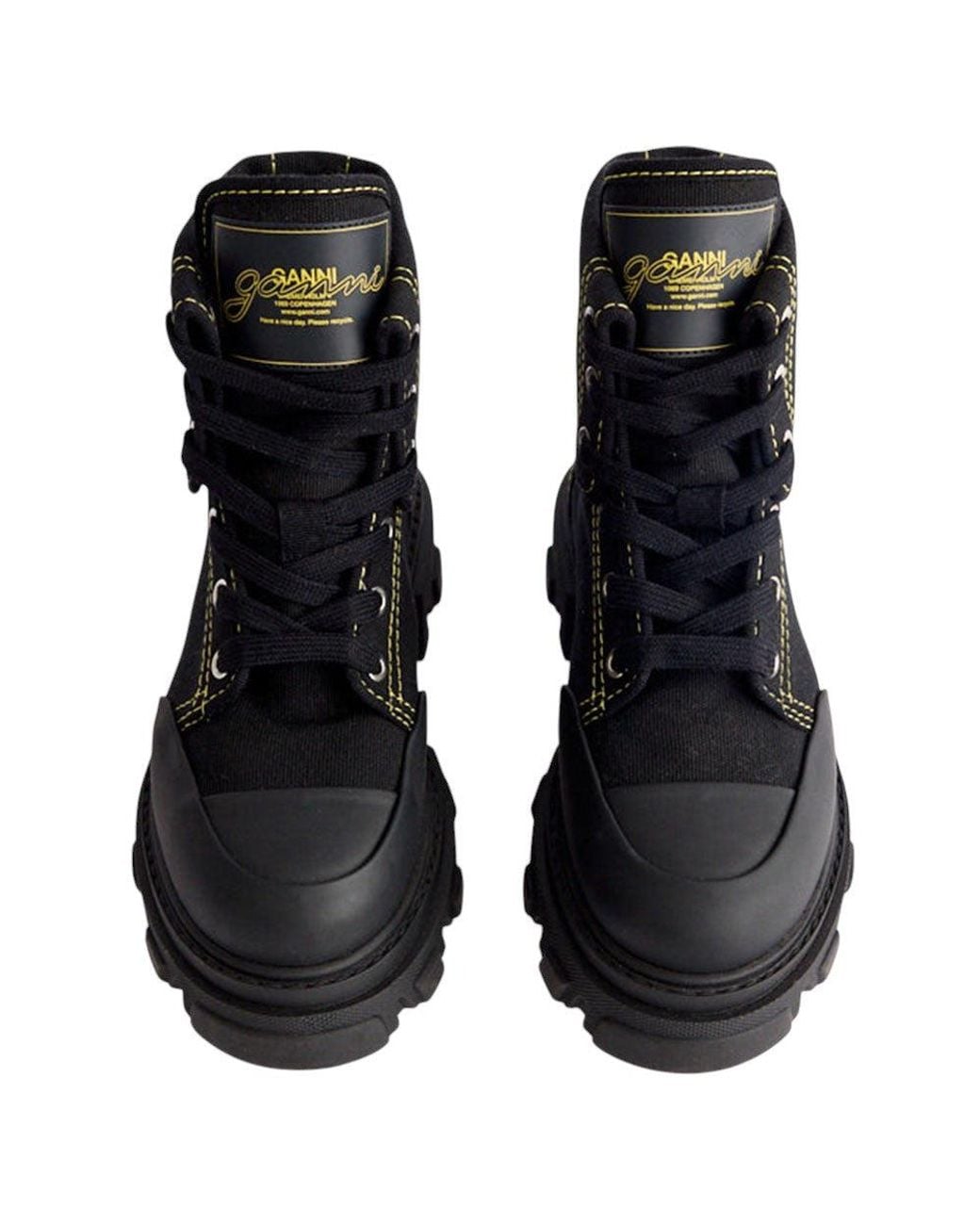 Ganni Black Lace-Up Boots