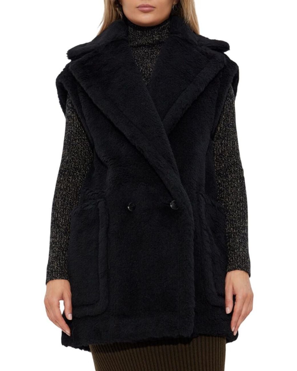 Max Mara Black Textured Notched Lapel Jacket