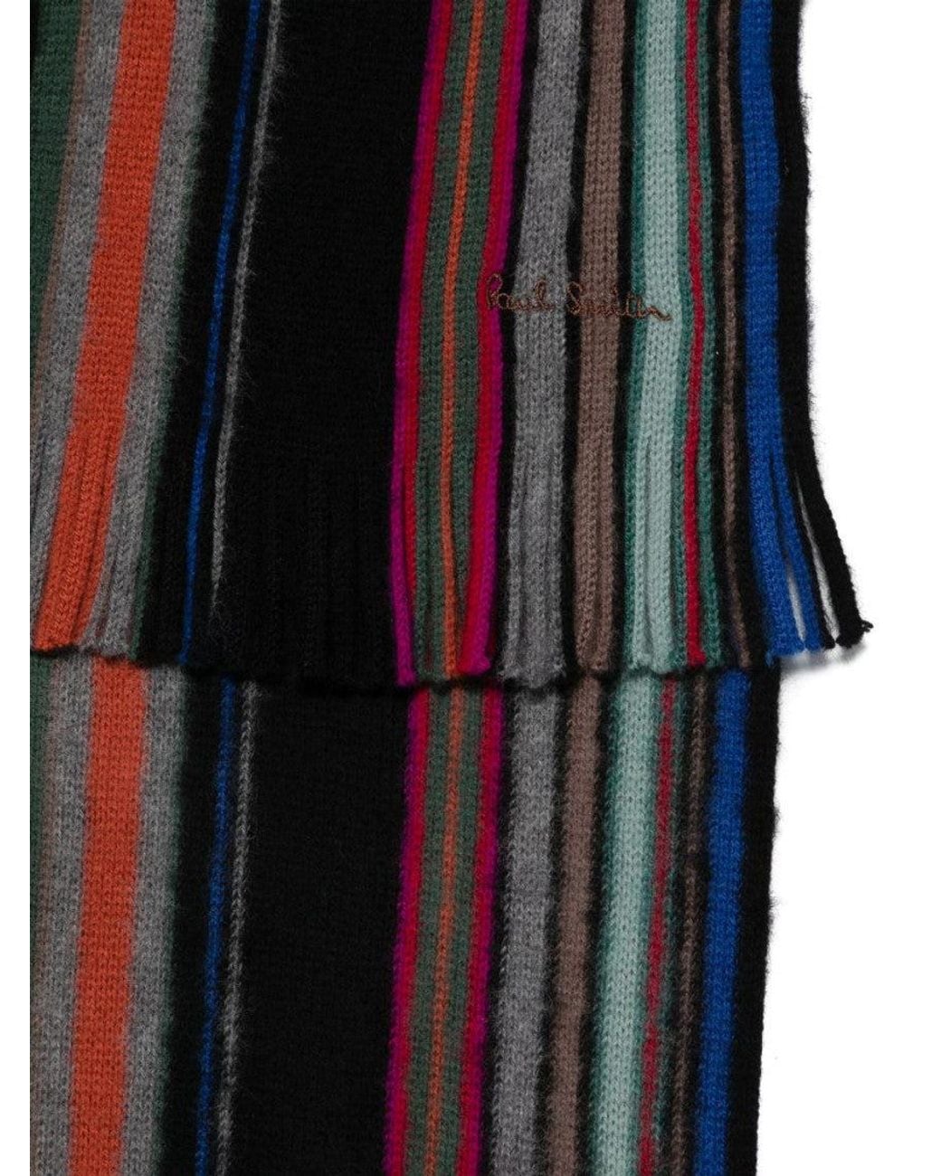 Paul Smith Black Signature Striped Scarf for men