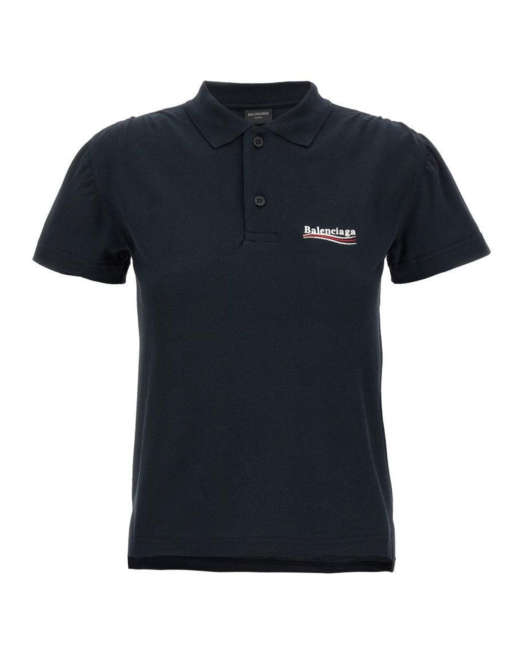 Balenciaga Black Logo Embroidery Polo Shirt