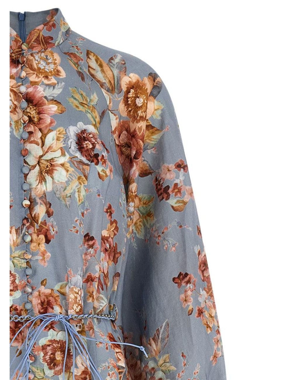 Zimmermann Blue Light Turtle Neck Floral Maxi Dress