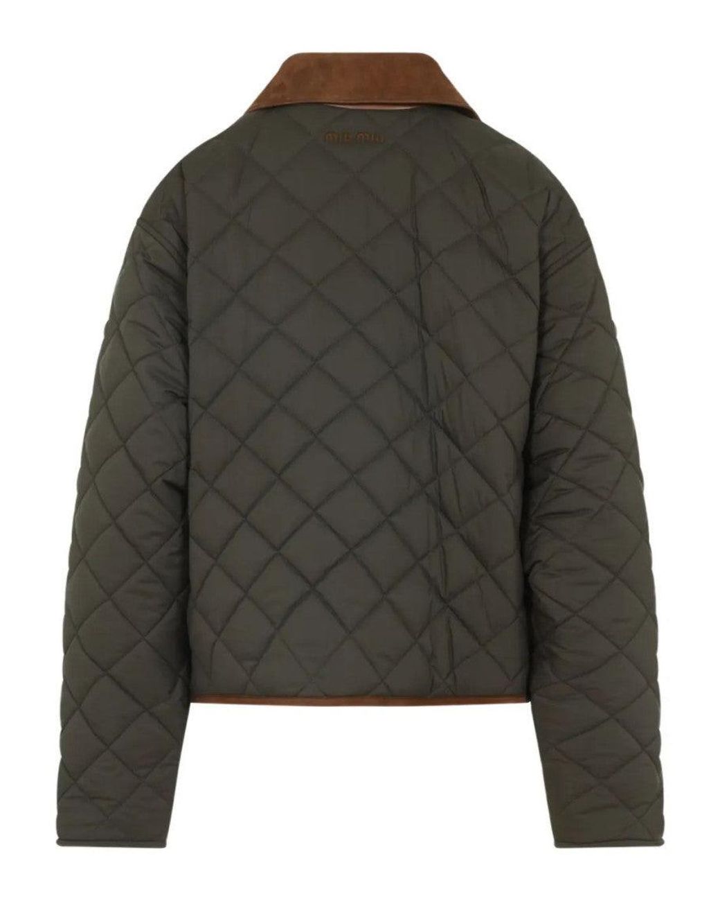 Miu Miu Green Quilted Shirt Collar Jacket